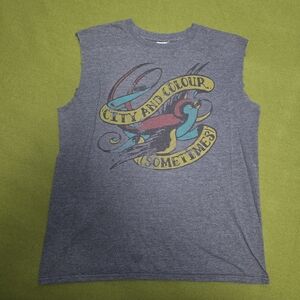City And Colour Gray Sleeveless Graphic Tee